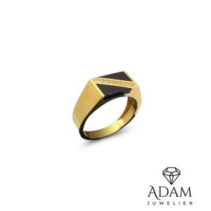 14KT Onyx ring witte saffieren